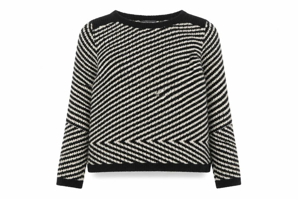 Marks and Spencer Women Black & White Striped Jumper Size 14 Mohair Blend