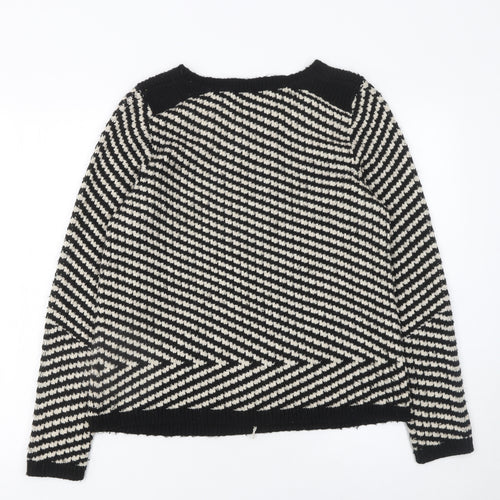 Marks and Spencer Women Black & White Striped Jumper Size 14 Mohair Blend