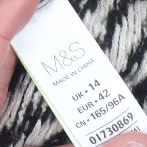 Marks and Spencer Women Black & White Striped Jumper Size 14 Mohair Blend