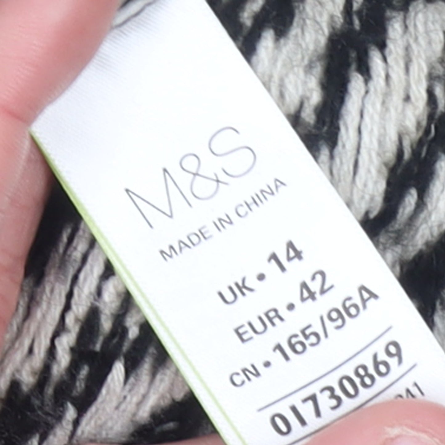 Marks and Spencer Women Black & White Striped Jumper Size 14 Mohair Blend