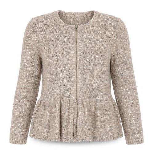 Marks and Spencer Women’s Beige Sequin Zip Knit Cardigan Size 12