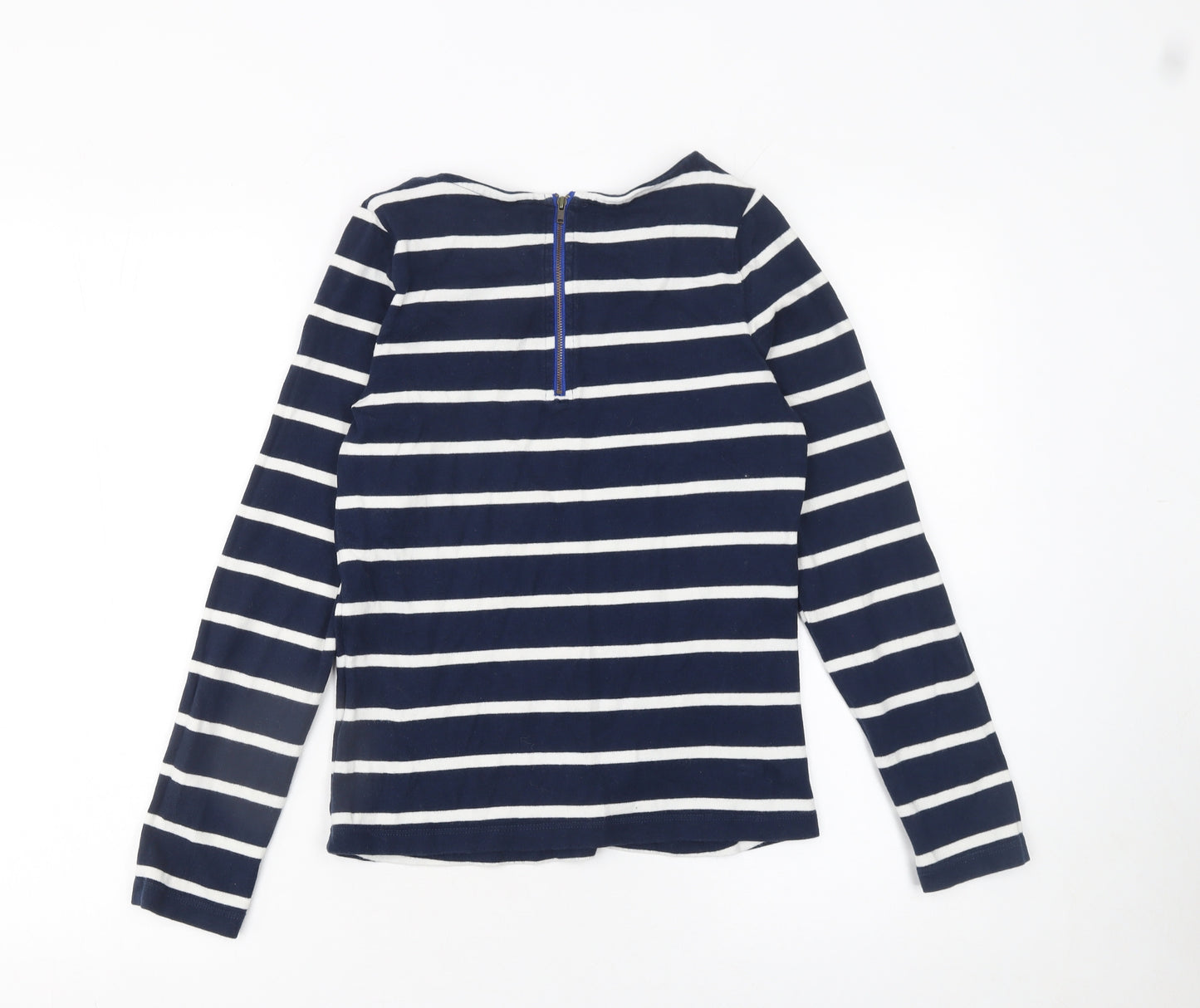 Boden Women Blue Striped Long Sleeve Collared Cotton T-Shirt UK 8