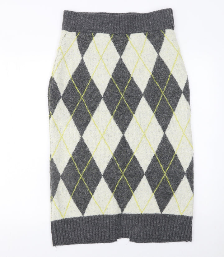 Pringle of Scotland x H&M Women's Grey Argyle Wool Blend Pencil Skirt Size M