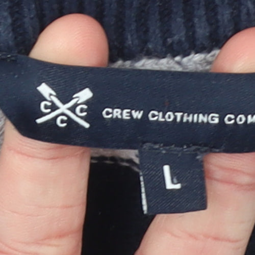 Crew Clothing Company Men's Blue Striped 1/2 Zip Cotton Jumper Size L