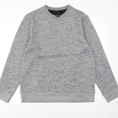 H&M Men's Grey Pullover Sweatshirt M Regular Fit Crew Neck