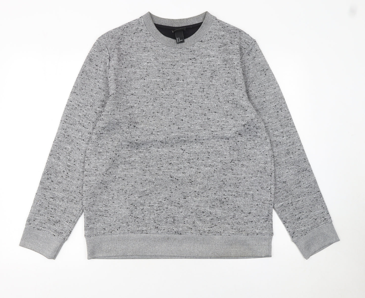 H&M Men's Grey Pullover Sweatshirt M Regular Fit Crew Neck