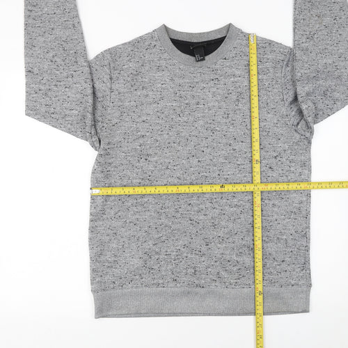 H&M Men's Grey Pullover Sweatshirt M Regular Fit Crew Neck