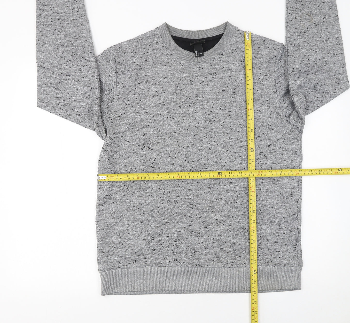 H&M Men's Grey Pullover Sweatshirt M Regular Fit Crew Neck