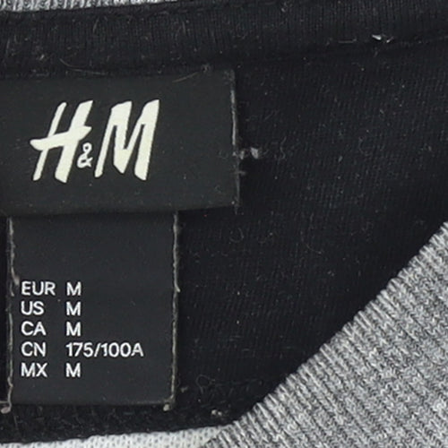 H&M Men's Grey Pullover Sweatshirt M Regular Fit Crew Neck