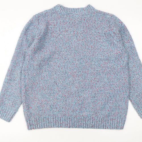 Isle Women Blue Cable Knit Crew Neck Pullover Jumper Size L 18-20