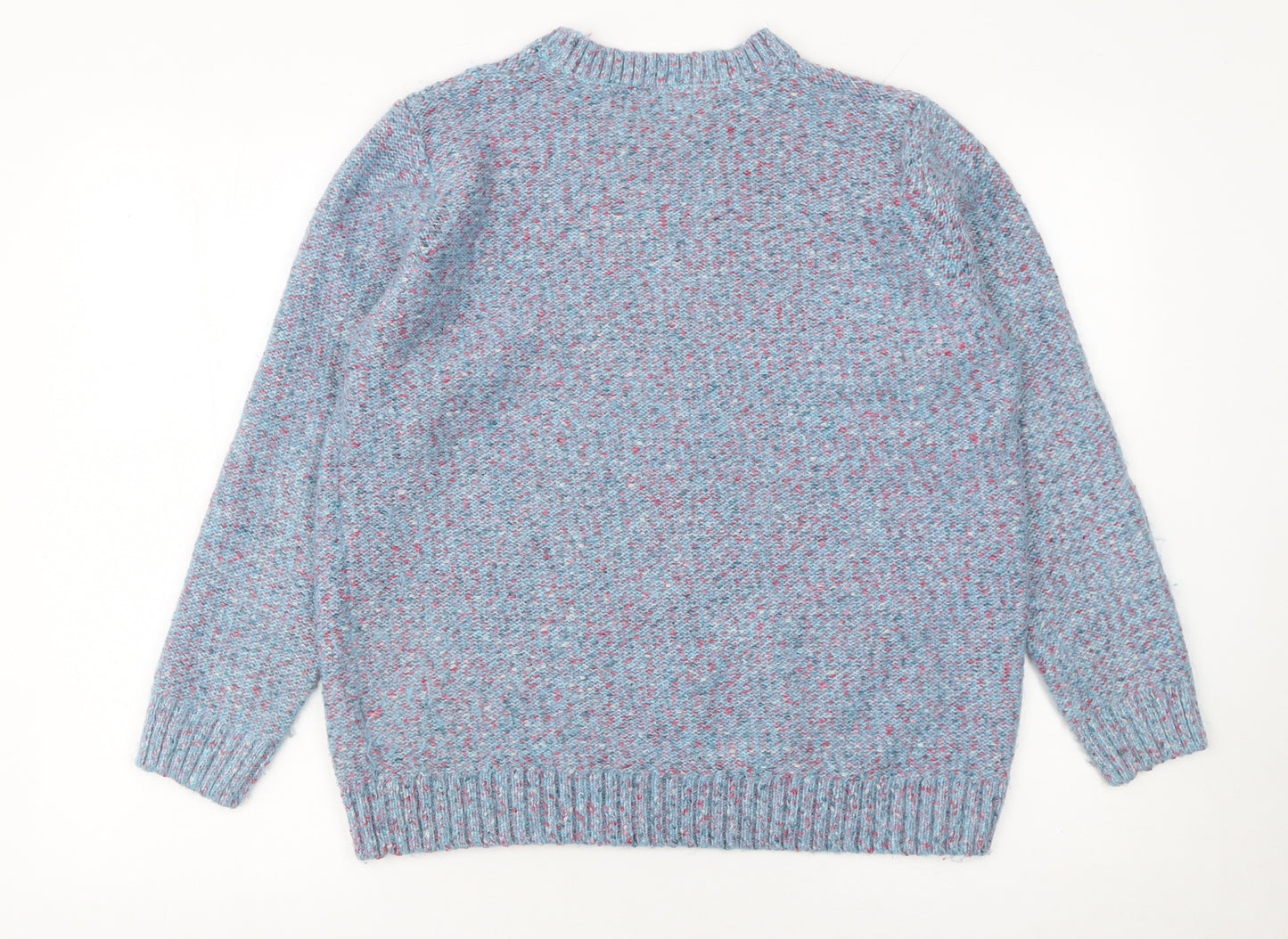 Isle Women Blue Cable Knit Crew Neck Pullover Jumper Size L 18-20