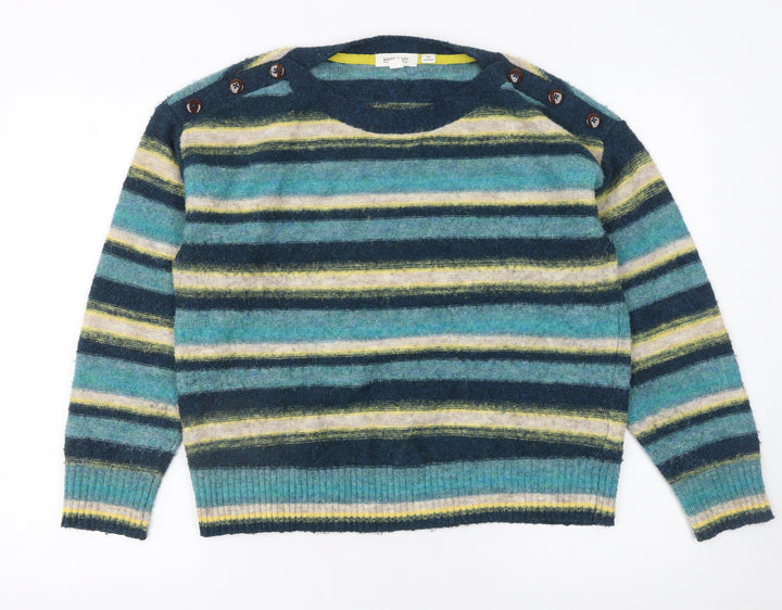 White Stuff Women’s Multicoloured Striped Boat Neck Wool Blend Jumper UK 12