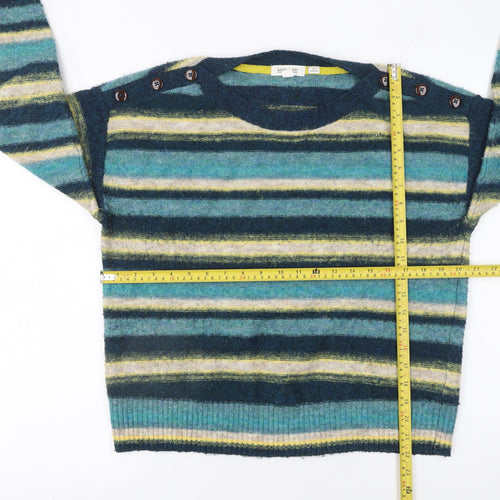 White Stuff Women’s Multicoloured Striped Boat Neck Wool Blend Jumper UK 12