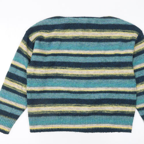 White Stuff Women’s Multicoloured Striped Boat Neck Wool Blend Jumper UK 12