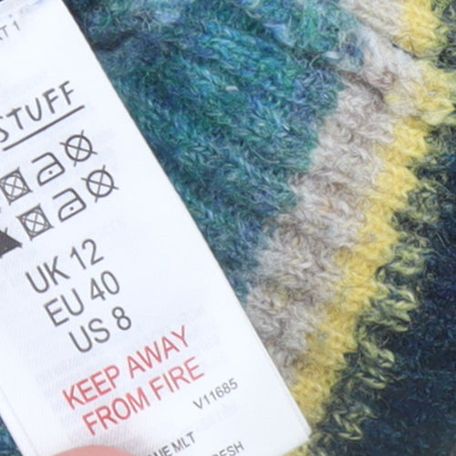 White Stuff Women’s Multicoloured Striped Boat Neck Wool Blend Jumper UK 12