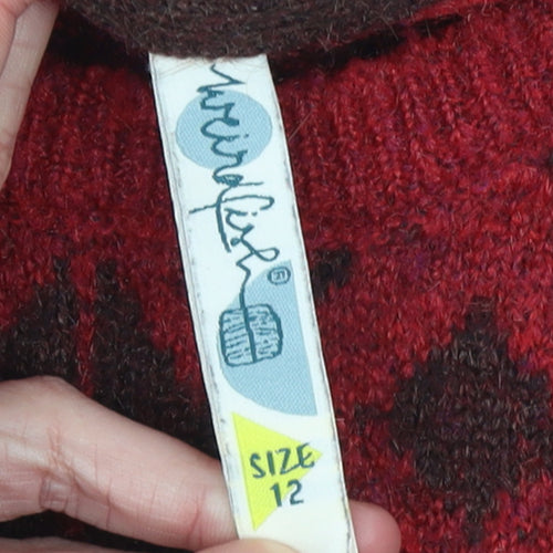 Weird Fish Women's Red Fair Isle Knit Jumper Size 12 Wool Blend