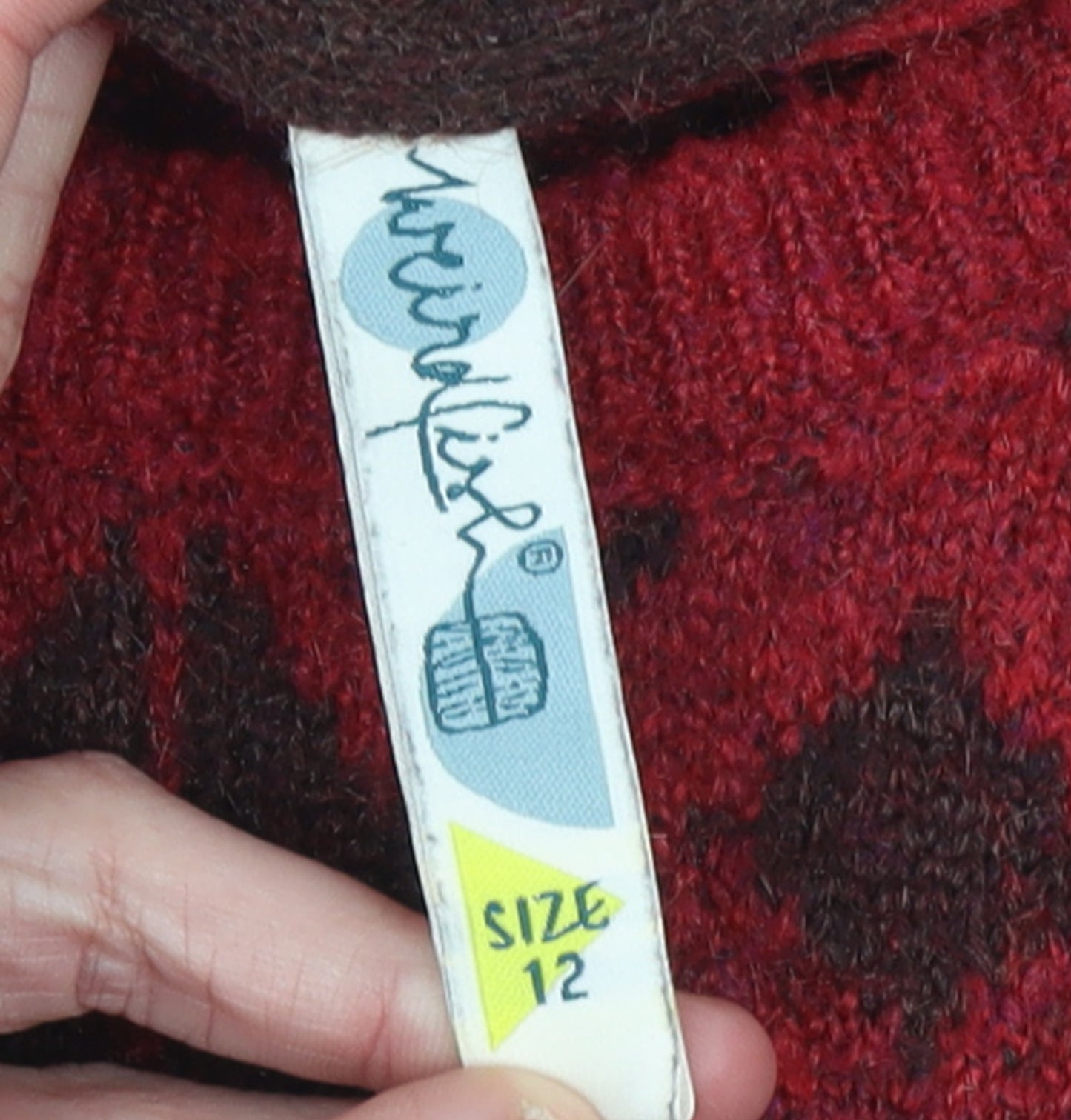 Weird Fish Women's Red Fair Isle Knit Jumper Size 12 Wool Blend