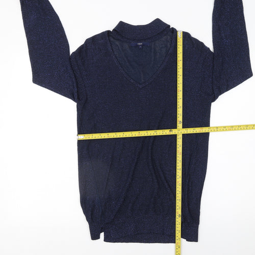 Next Women Blue V-Neck Glitter Knit Jumper Size 8