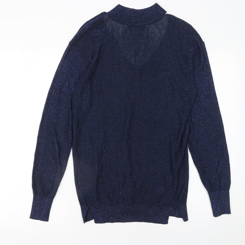 Next Women Blue V-Neck Glitter Knit Jumper Size 8