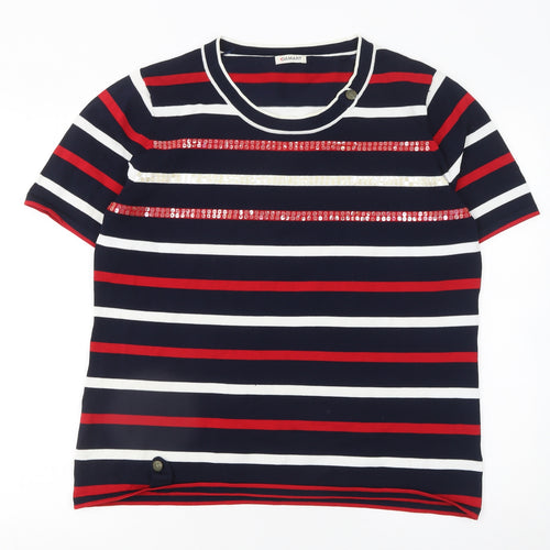 Damart Women’s Multicoloured Striped Sequin Pullover Jumper Size 18