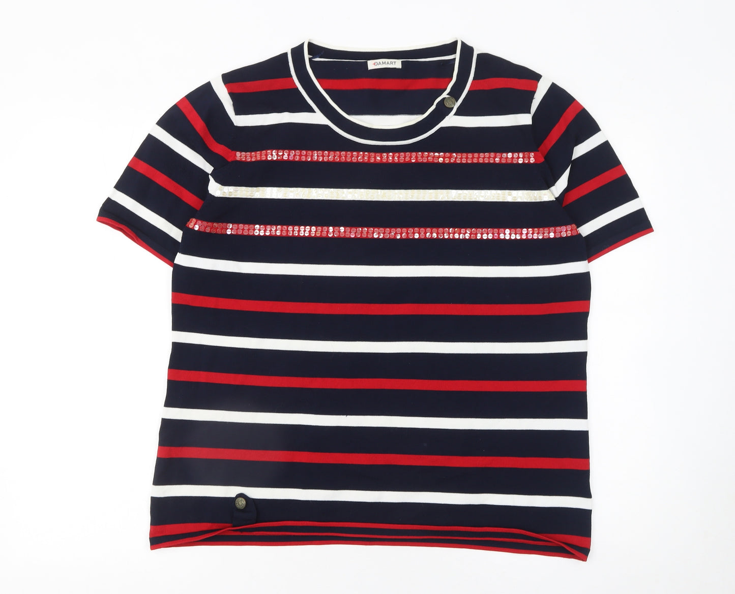 Damart Women’s Multicoloured Striped Sequin Pullover Jumper Size 18