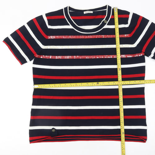 Damart Women’s Multicoloured Striped Sequin Pullover Jumper Size 18