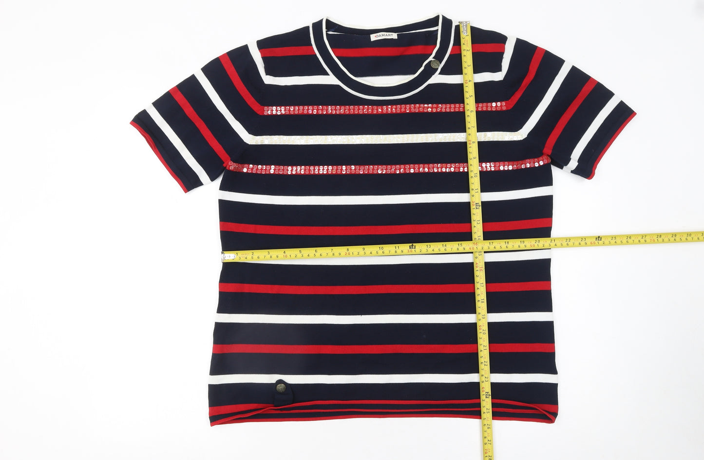 Damart Women’s Multicoloured Striped Sequin Pullover Jumper Size 18