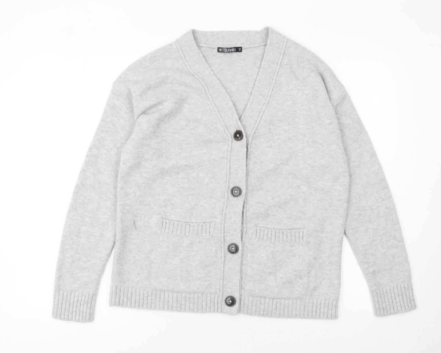 Dunnes Women Grey V-Neck Button Cardigan XS Knit Wool Blend