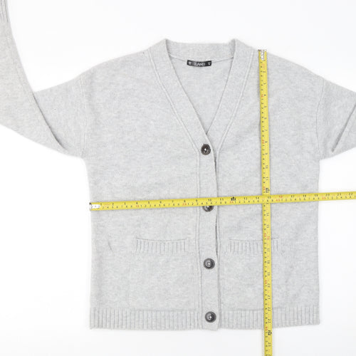 Dunnes Women Grey V-Neck Button Cardigan XS Knit Wool Blend