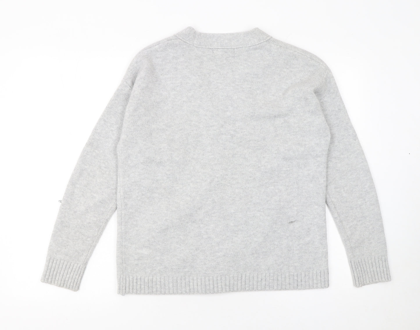 Dunnes Women Grey V-Neck Button Cardigan XS Knit Wool Blend