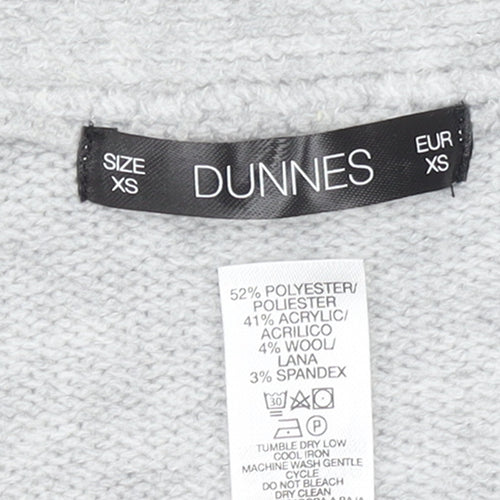 Dunnes Women Grey V-Neck Button Cardigan XS Knit Wool Blend