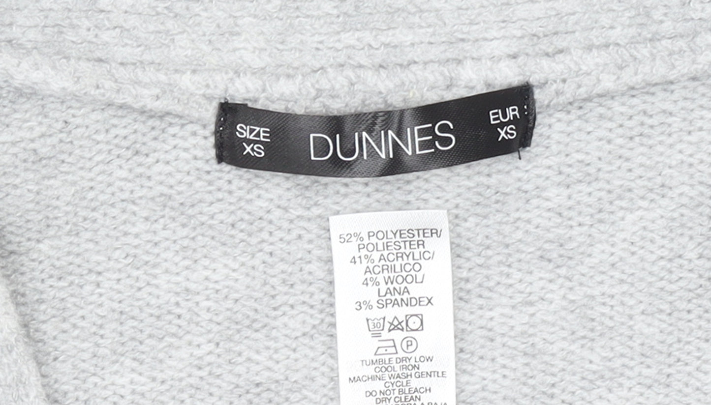 Dunnes Women Grey V-Neck Button Cardigan XS Knit Wool Blend