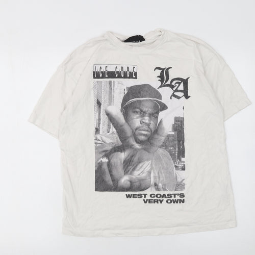 Primark Women’s White Ice Cube Graphic T-Shirt XS Cotton Casual