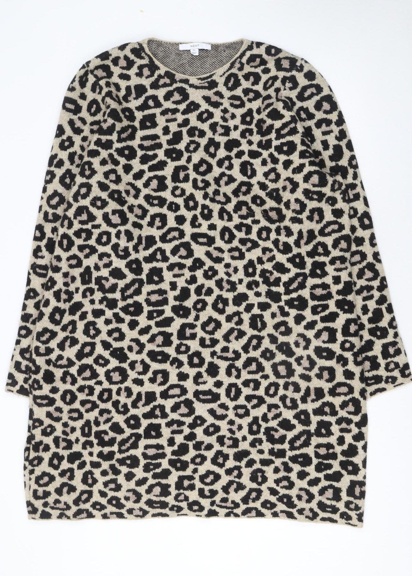 Next Women’s Beige Leopard Print XL Long Sleeve Knit Jumper
