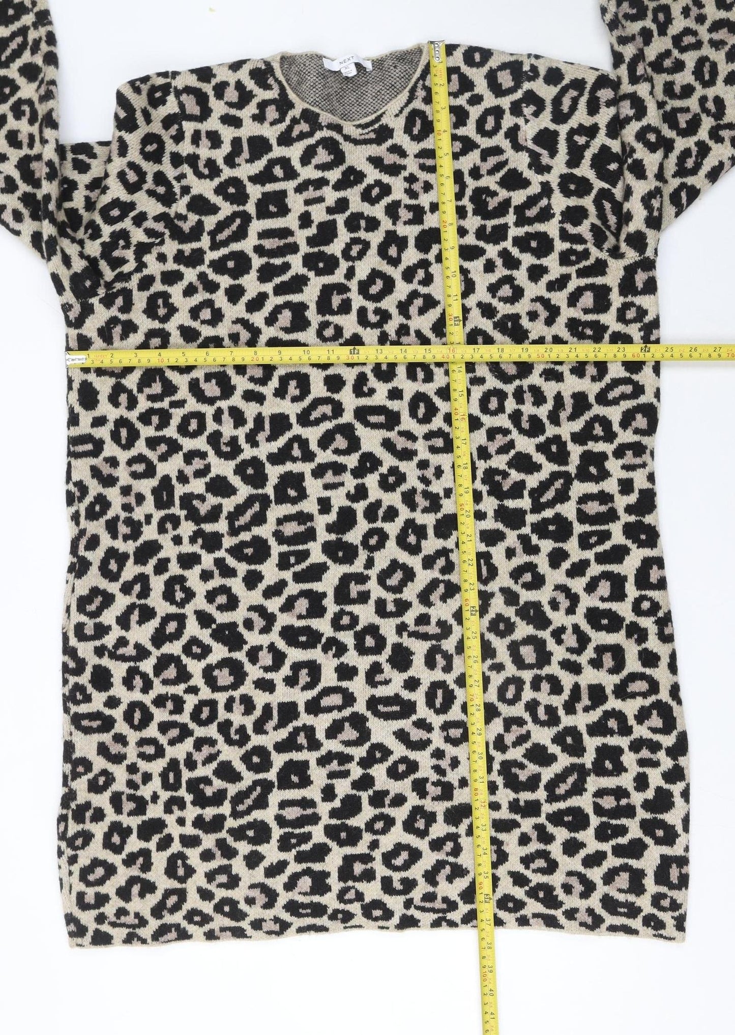 Next Women’s Beige Leopard Print XL Long Sleeve Knit Jumper