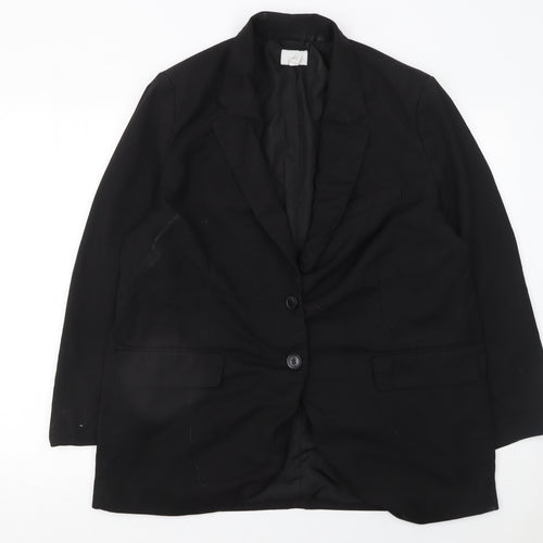 H&M Women's Black L Regular Fit Two-Button Blazer Jacket