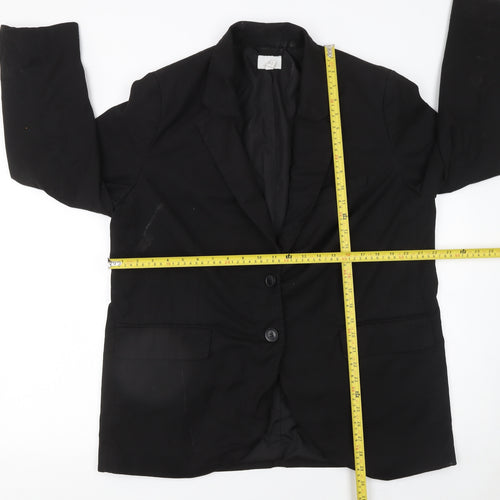 H&M Women's Black L Regular Fit Two-Button Blazer Jacket