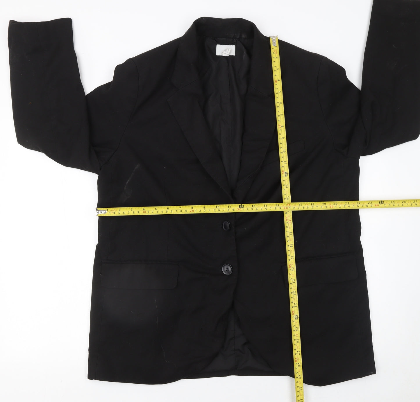 H&M Women's Black L Regular Fit Two-Button Blazer Jacket