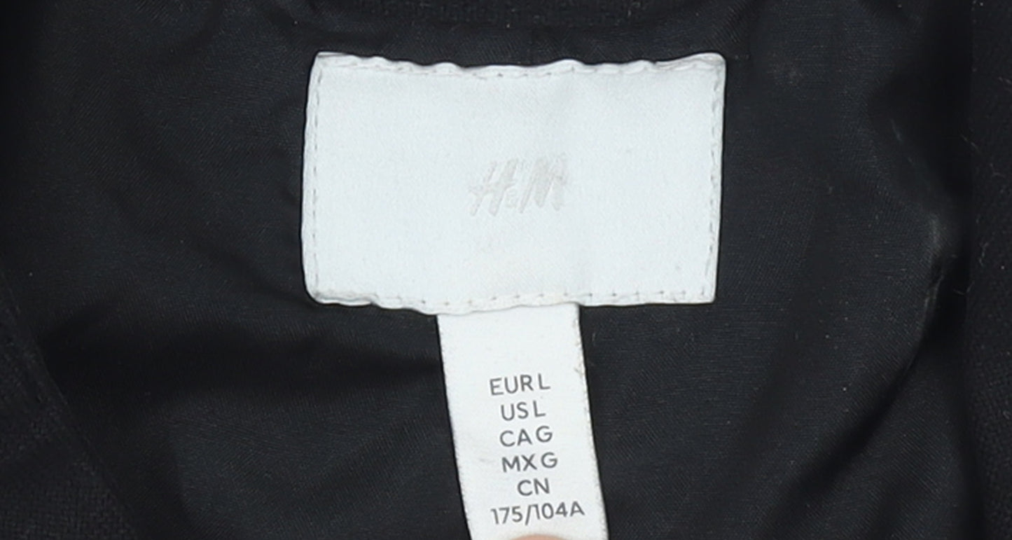 H&M Women's Black L Regular Fit Two-Button Blazer Jacket