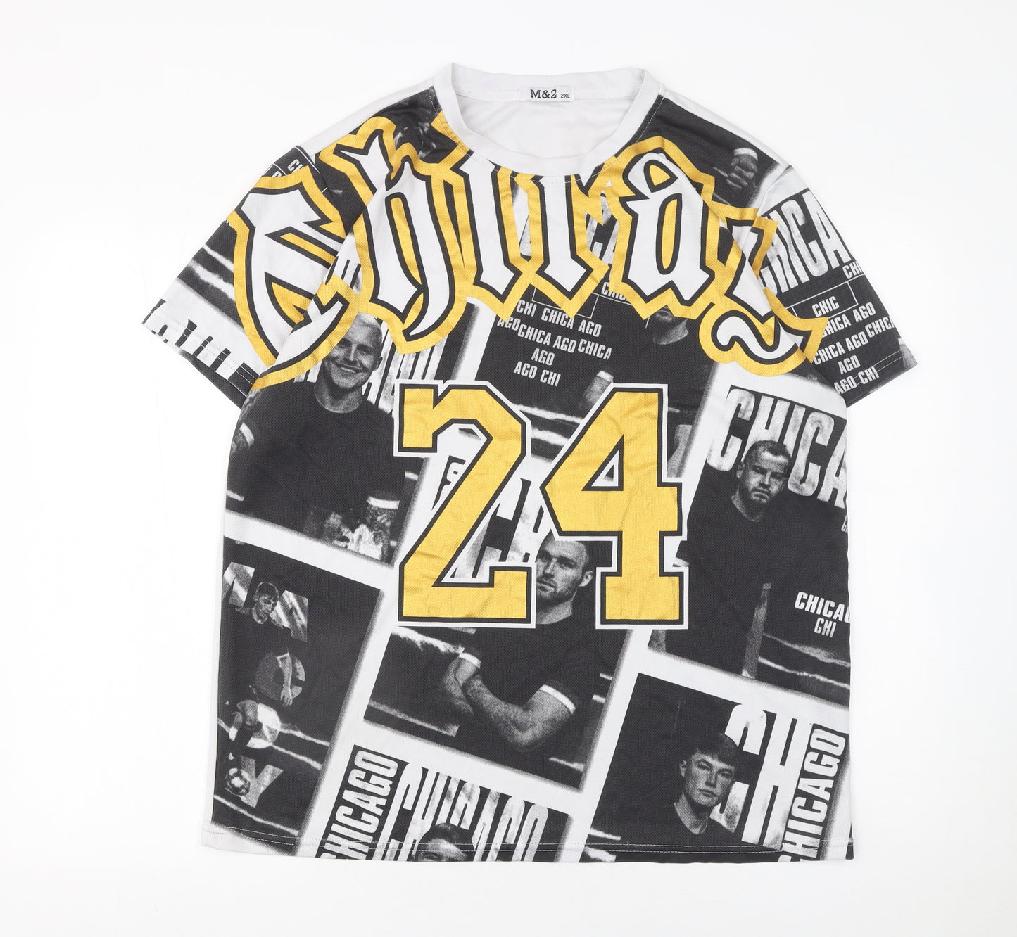 M&2 Men’s Multicoloured Chicago 24 Graphic Print 2XL T-Shirt