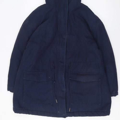 Marks and Spencer Women's Blue Parka Coat Size 16 Cotton Lined Winter Jacket