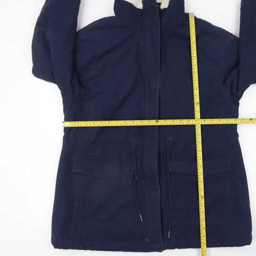 Marks and Spencer Women's Blue Parka Coat Size 16 Cotton Lined Winter Jacket