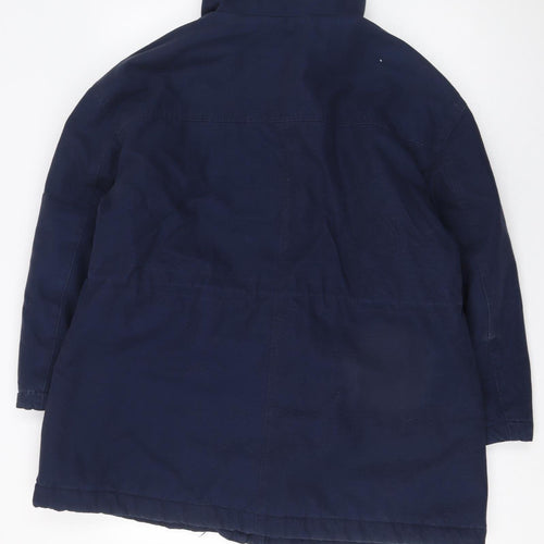Marks and Spencer Women's Blue Parka Coat Size 16 Cotton Lined Winter Jacket