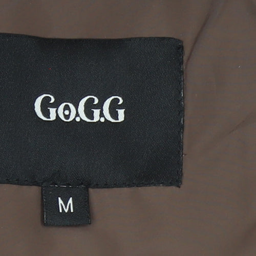 Go.G.G Women Brown Belted Puffer Coat M Mid-Length Quilted Winter Jacket