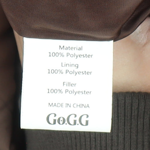 Go.G.G Women Brown Belted Puffer Coat M Mid-Length Quilted Winter Jacket