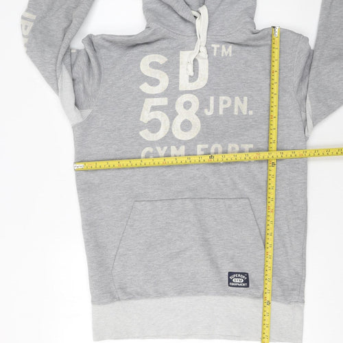 Superdry Men's Grey Pullover Hoodie Large Gym Graphic Print