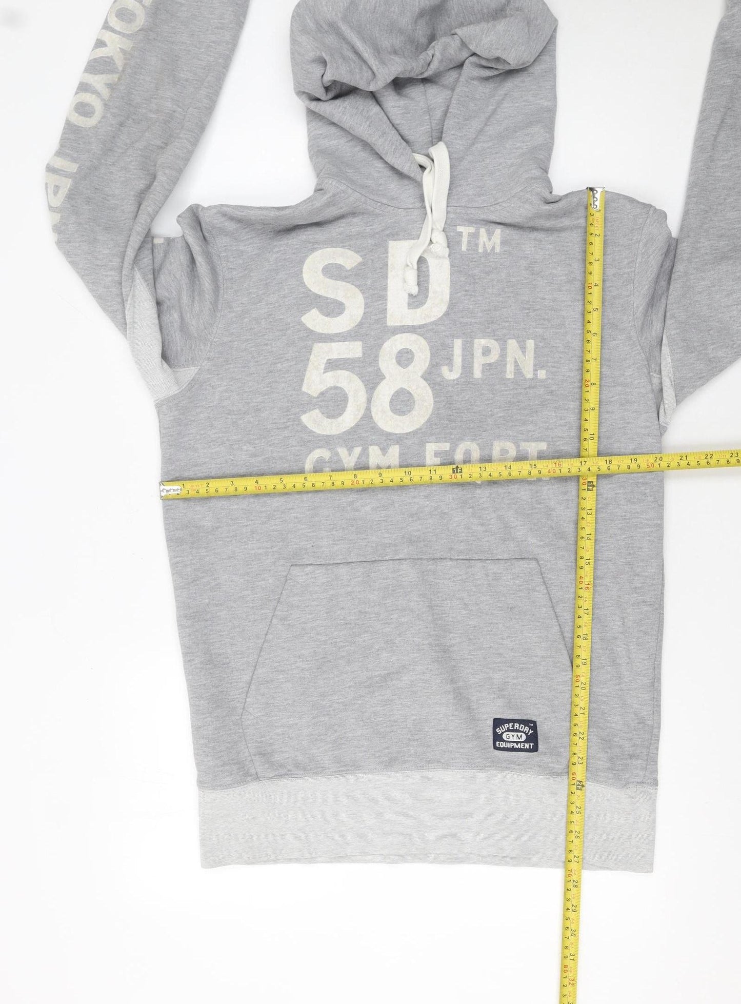 Superdry Men's Grey Pullover Hoodie Large Gym Graphic Print