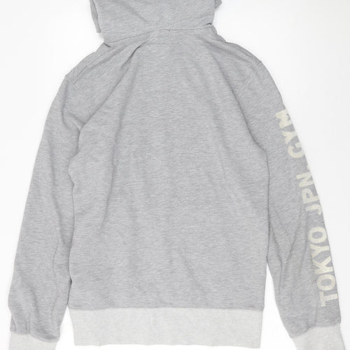 Superdry Men's Grey Pullover Hoodie Large Gym Graphic Print