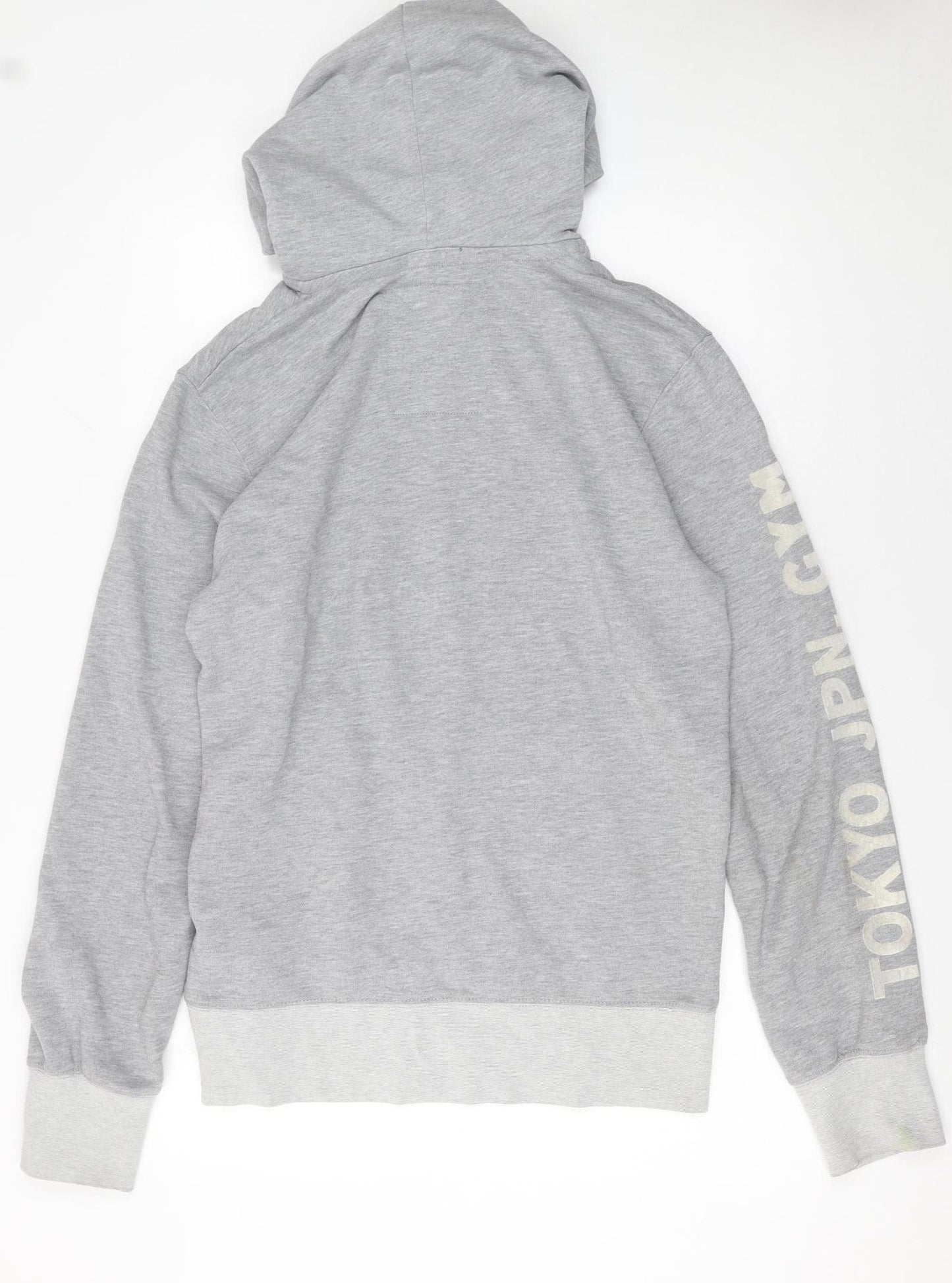 Superdry Men's Grey Pullover Hoodie Large Gym Graphic Print