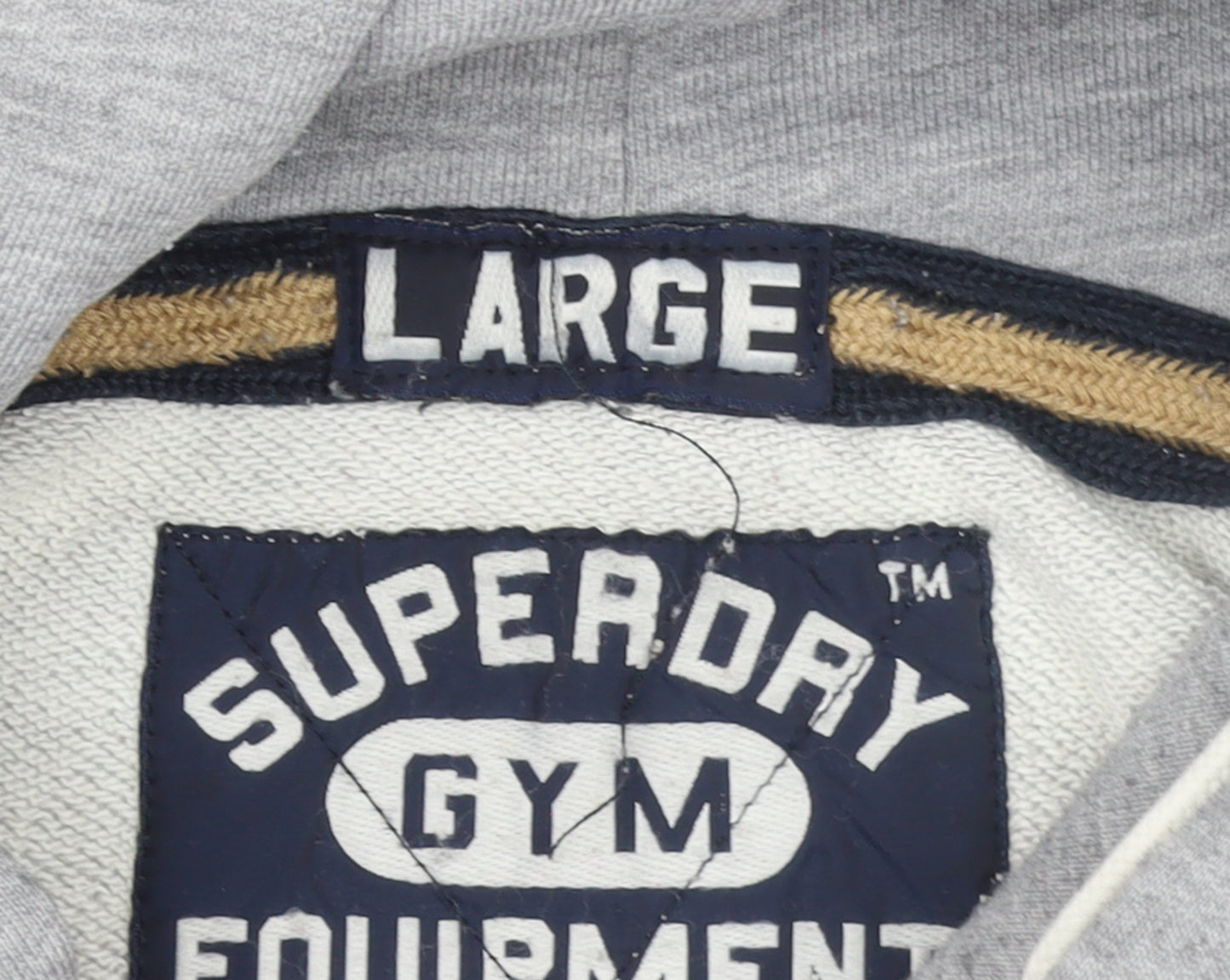 Superdry Men's Grey Pullover Hoodie Large Gym Graphic Print